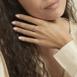 Bague Myrtie Or Jaune Amethyste Violet Oxyde De Zirconium