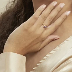 Bague Myrtie Or Jaune Amethyste Violet Oxyde De Zirconium