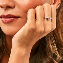 Bague Najib Or Jaune Améthyste Oxyde De Zirconium