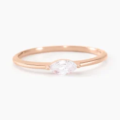 Bague Navette Argent Rose Oxyde De Zirconium