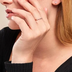 Bague Navette Argent Rose Oxyde De Zirconium