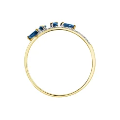 Bague Navette Or Jaune Saphir Diamant