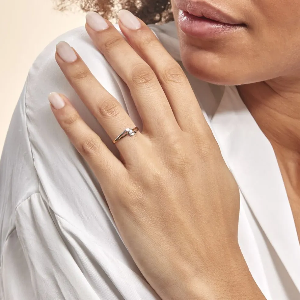 Bague Nesryne Or Bicolore Oxyde De Zirconium