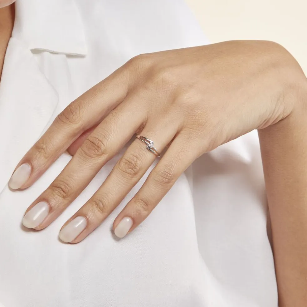 Bague Nesryne Or Blanc Oxyde De Zirconium