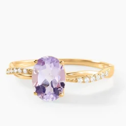 Bague Niklaus Or Jaune Améthyste Oxyde De Zirconium