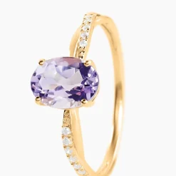Bague Niklaus Or Jaune Améthyste Oxyde De Zirconium