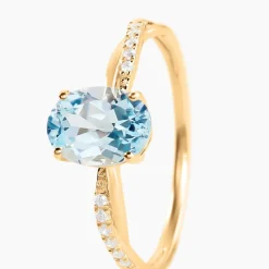 Bague Niklaus Or Jaune Topaze Oxyde De Zirconium