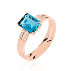 Bague Noee Or Rose Topaze Et Oxyde De Zirconium