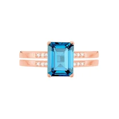 Bague Noee Or Rose Topaze Et Oxyde De Zirconium