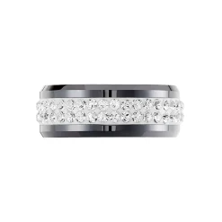 Bague Noire Ceramique Blanc Céramique Et Strass