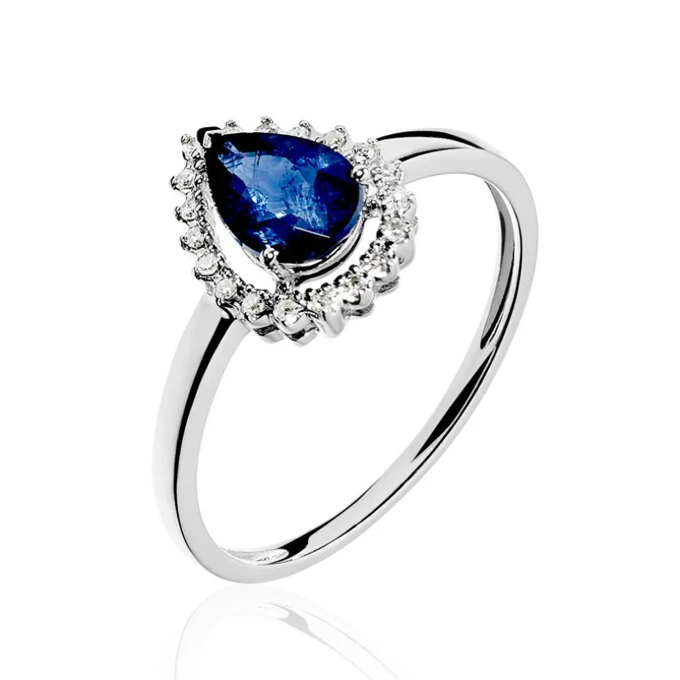 Bague Nola Or Blanc Saphir Et Diamant