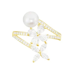 Bague Norah Or Jaune Perle De Culture Et Oxyde De Zirconium