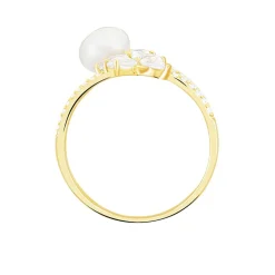 Bague Norah Or Jaune Perle De Culture Et Oxyde De Zirconium