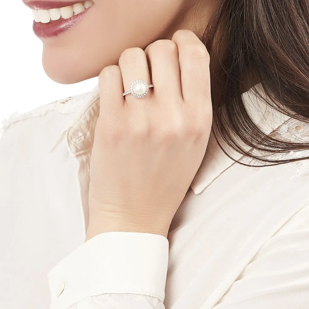 Bague Olivia Argent Blanc Perle De Culture Et Oxyde De Zirconium