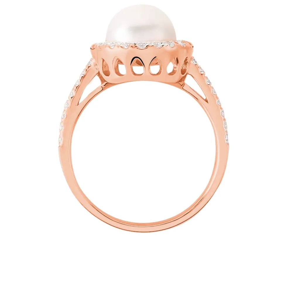 Bague Olivia Argent Rose Perle De Culture Et Oxyde De Zirconium