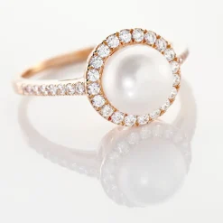 Bague Olivia Argent Rose Perle De Culture Et Oxyde De Zirconium