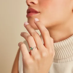 Bague Or Bicolore Rosmunda Emeraude