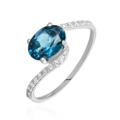 Bague Or Blanc Erwin Topaze Oxydes De Zirconium