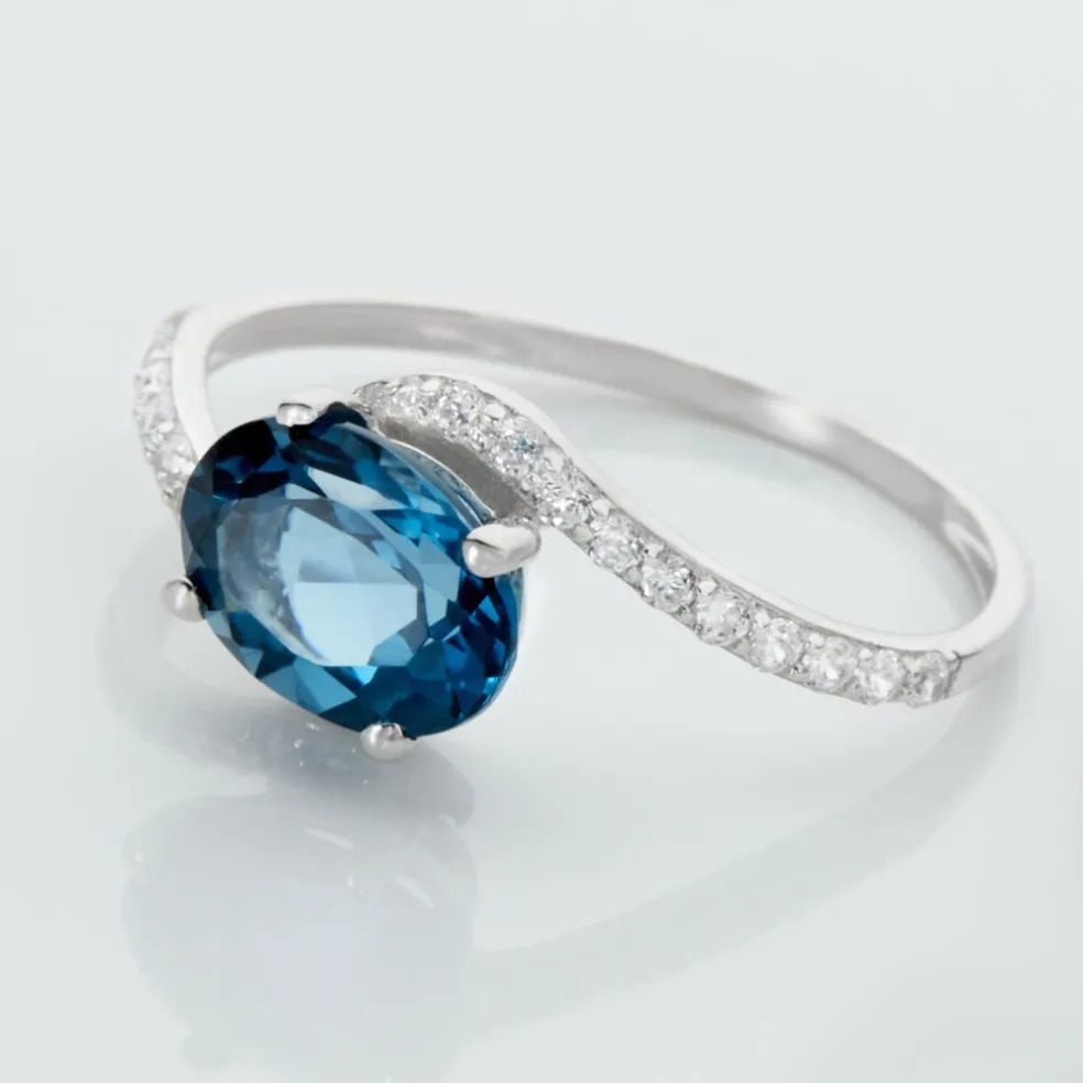 Bague Or Blanc Erwin Topaze Oxydes De Zirconium