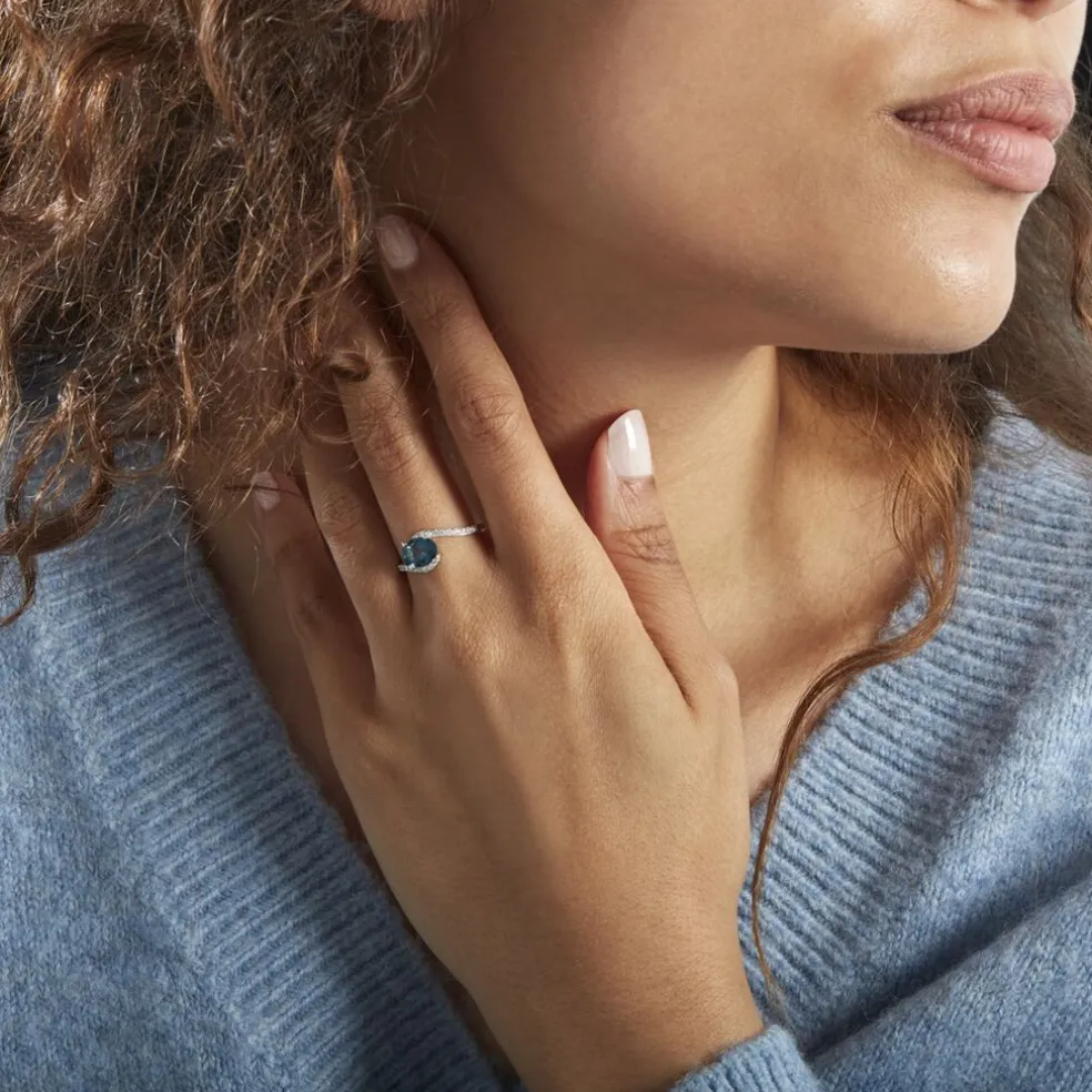 Bague Or Blanc Erwin Topaze Oxydes De Zirconium