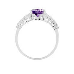 Bague Or Blanc Fany Améthyste Oxydes De Zirconium