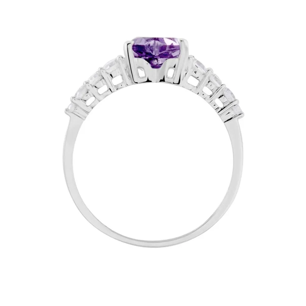 Bague Or Blanc Fany Améthyste Oxydes De Zirconium