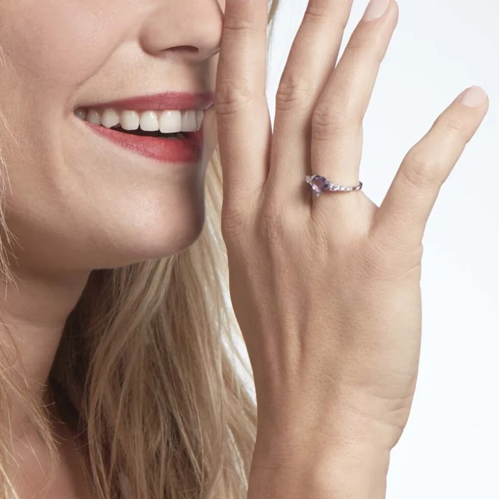 Bague Or Blanc Fany Améthyste Oxydes De Zirconium