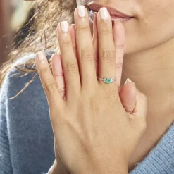 Bague Or Blanc Febe Emeraude
