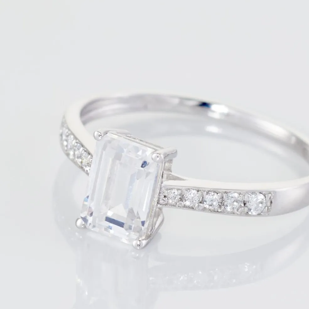 Bague Or Blanc Gesacus Oxyde De Zirconium