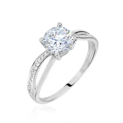 Bague Or Blanc Ofelie Solitaire Oxyde