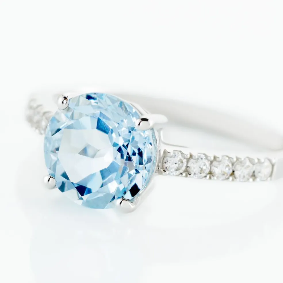 Bague Or Blanc Terese Topaze Oxydes De Zirconium