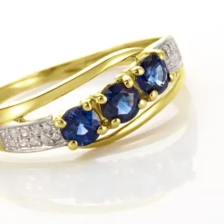 Bague Or Jaune Abelard Saphirs Diamants