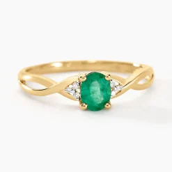 Bague Or Jaune Cassie Emeraude Et Diamant