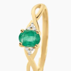 Bague Or Jaune Cassie Emeraude Et Diamant