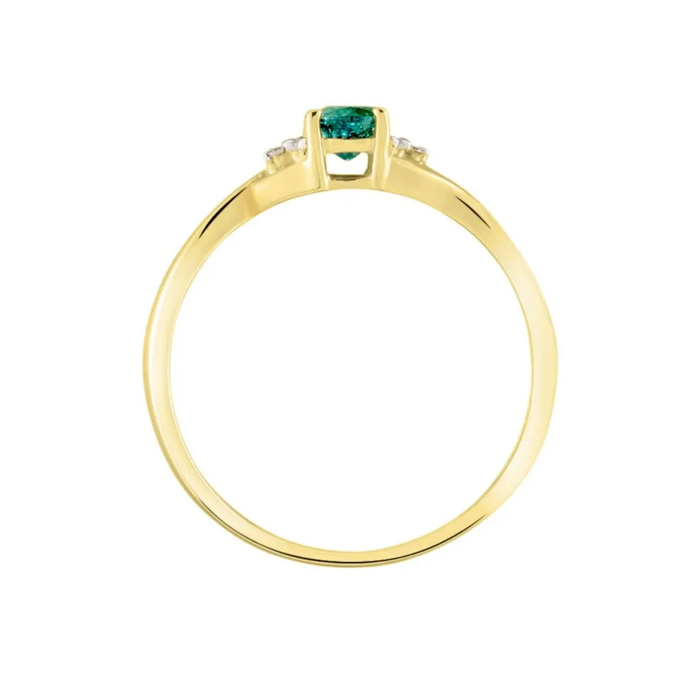 Bague Or Jaune Cassie Emeraude Et Diamant