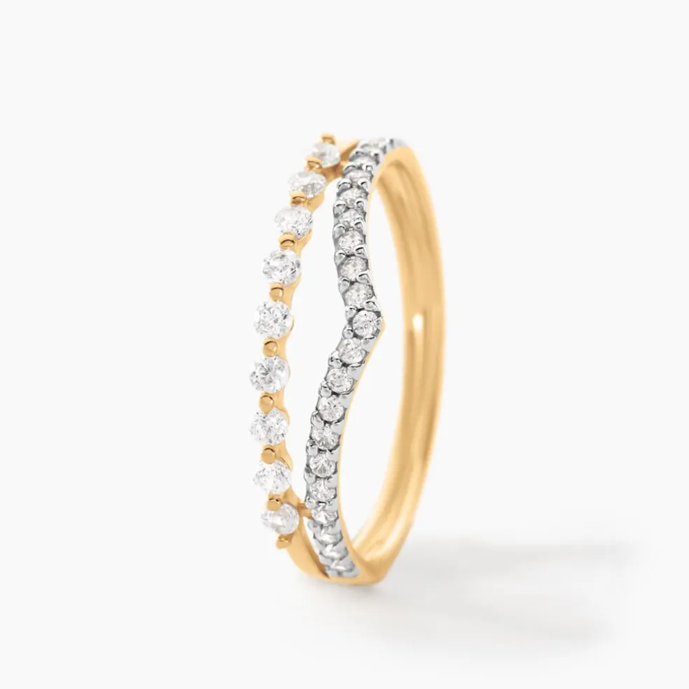 Bague Or Jaune Eclat D'etoile Oxyde De Zirconium