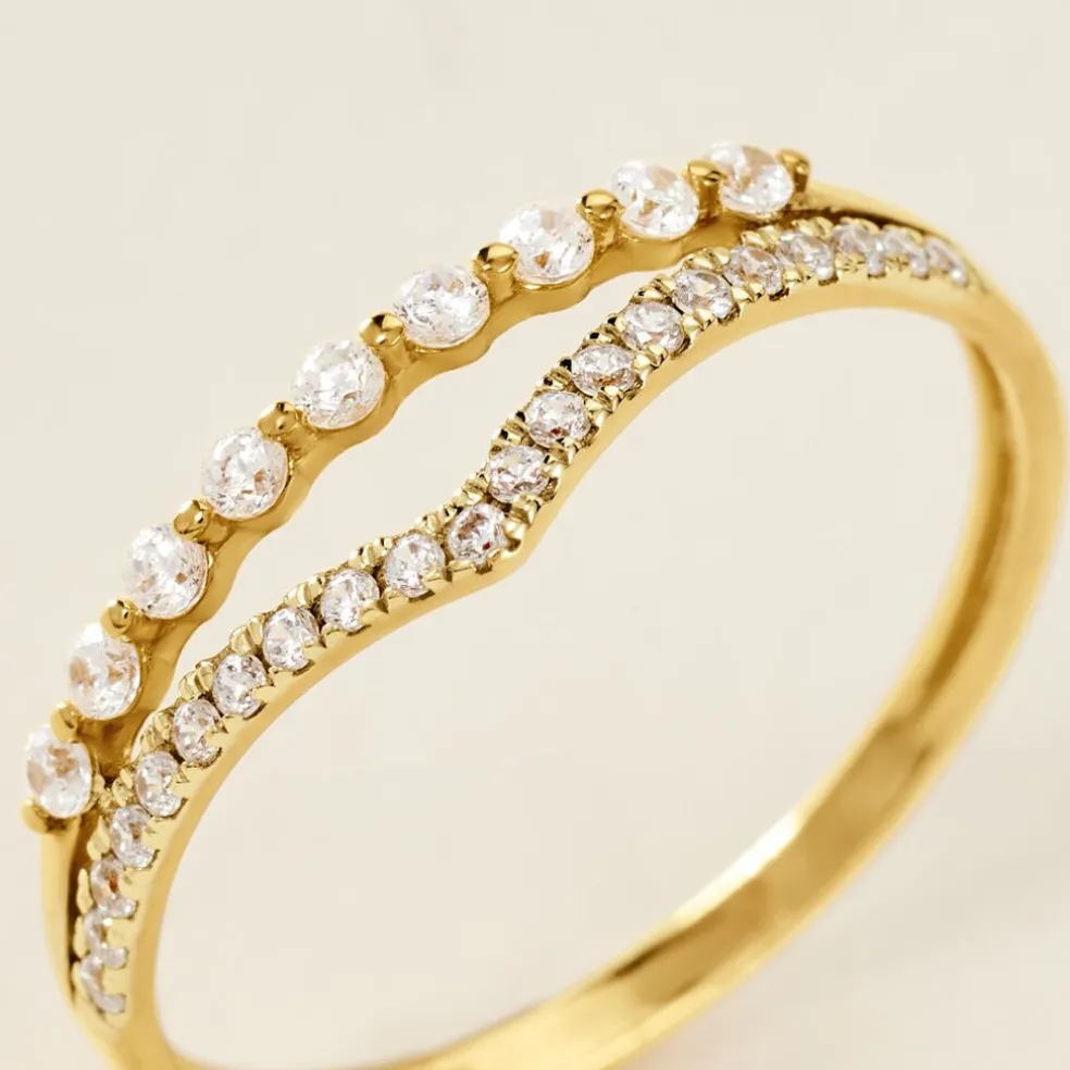 Bague Or Jaune Eclat D'etoile Oxyde De Zirconium