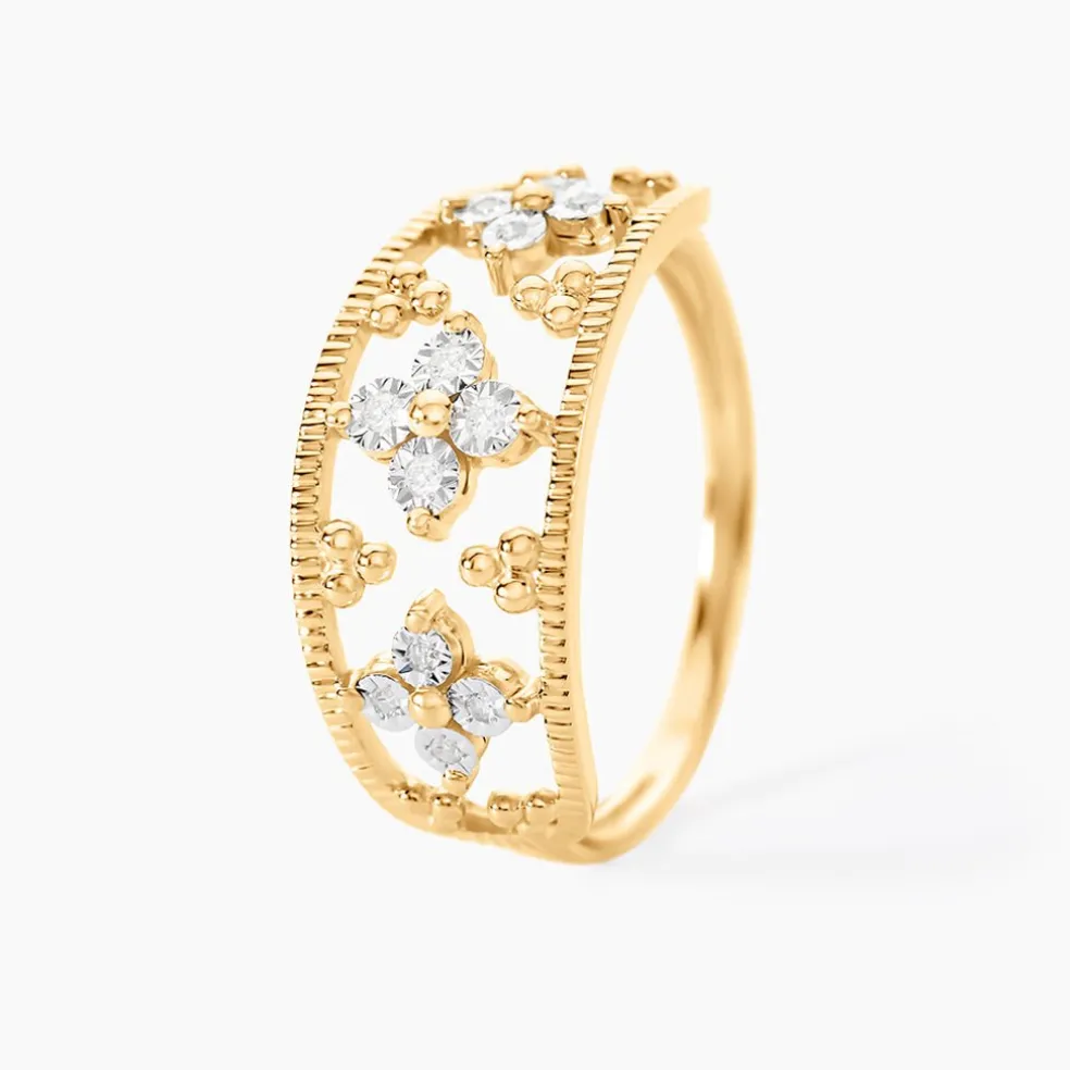 Bague Or Jaune Eternal Spring 3 Fleurs Diamants