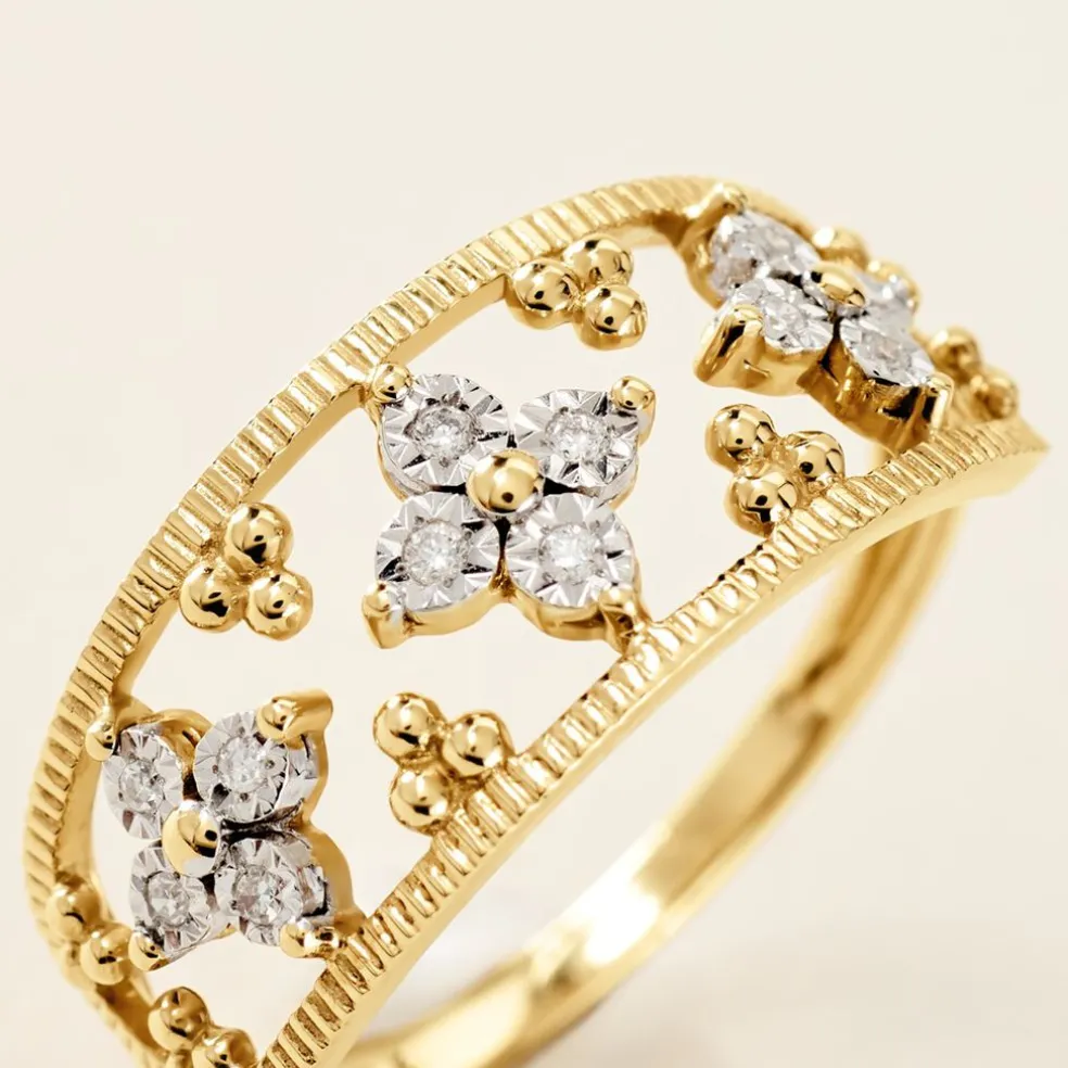 Bague Or Jaune Eternal Spring 3 Fleurs Diamants