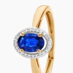Bague Or Jaune Goulwen Saphir Ovale Et Diamants