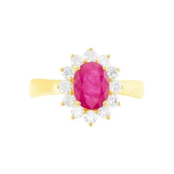 Bague Or Jaune Rubis Diamants