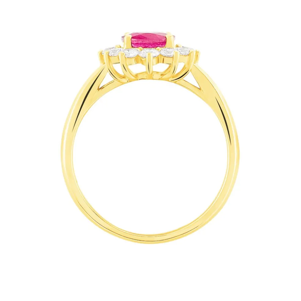 Bague Or Jaune Rubis Diamants