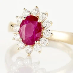 Bague Or Jaune Rubis Diamants