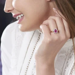 Bague Or Jaune Rubis Diamants