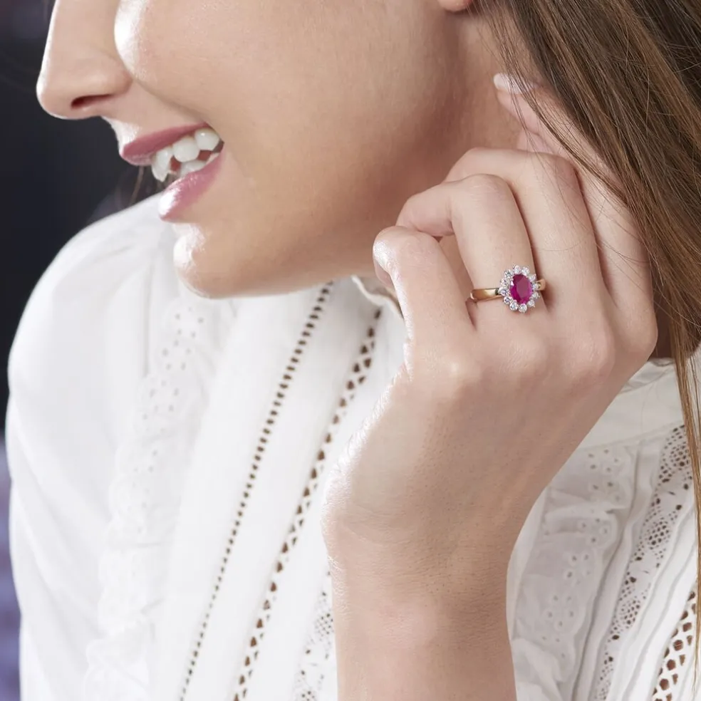 Bague Or Jaune Rubis Diamants