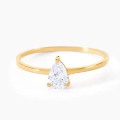 Bague Or Jaune Solitaire Harrietta Oxyde De Zirconium