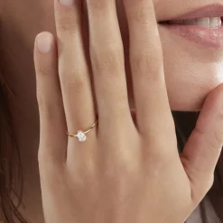 Bague Or Jaune Solitaire Harrietta Oxyde De Zirconium