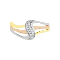 Bague Or Tricolore Dionyse Oxydes De Zirconium