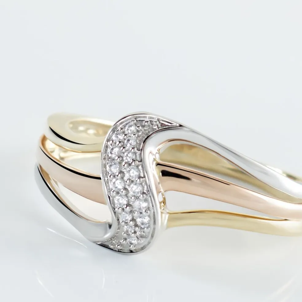 Bague Or Tricolore Dionyse Oxydes De Zirconium