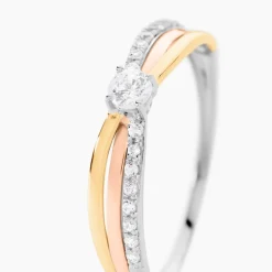 Bague Or Tricolore Peregrine Oxyde De Zirconium